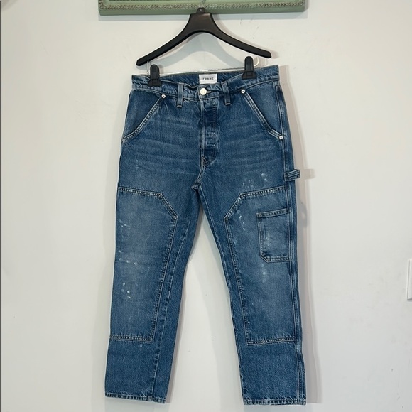 FRAME LE Pixie Slouch Straight Leg Carpenter Jeans Blue Denim women’s size 27 - Picture 1 of 6